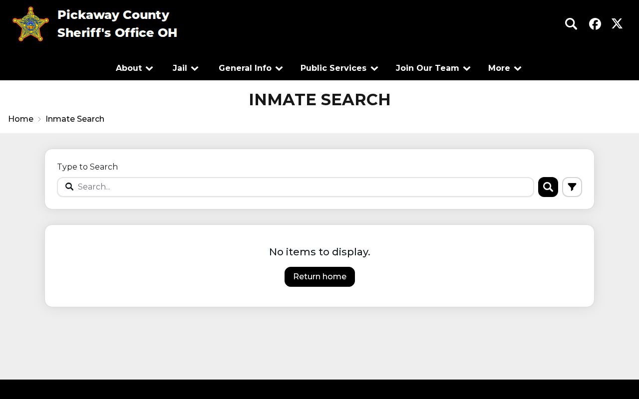 Pickaway County inmate search empty state with no verified 72-hour release filter